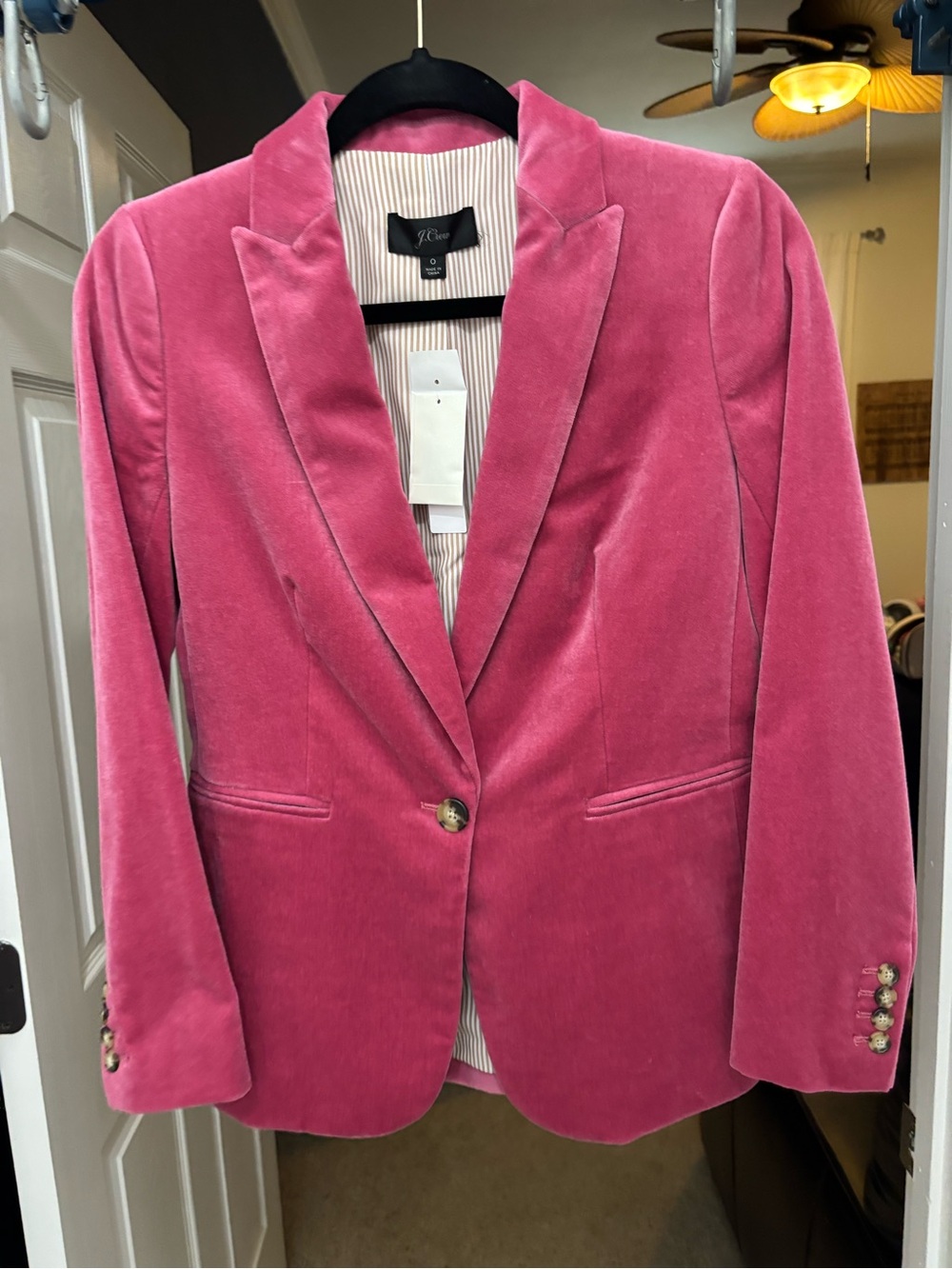 J. Crew Rose Pink Velvet Blazer